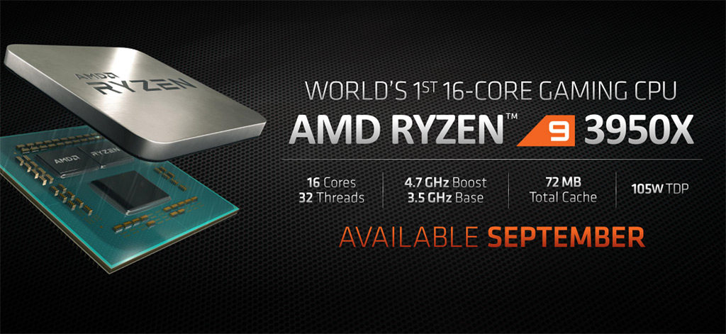 Представлен 16-ядерный AMD Ryzen 9 3950X с ценником 750 $